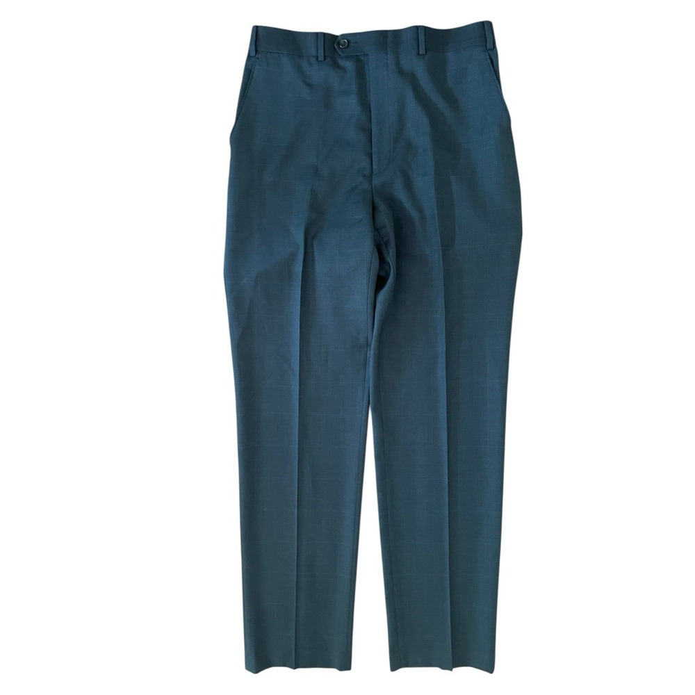 Lauren Ralph Lauren‎ Men's Dress Pants 36x34 Navy Plaid Wool Flat Front Trousers